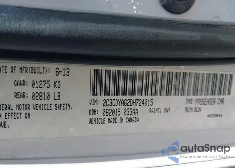 2013 Dodge Challenger Sxt Plus from USA, damaged, VIN 2C3CDYAG2DH724015